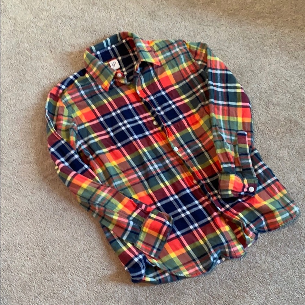 Gap plaid button down size 10